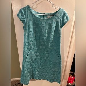 Karin Steven’s aqua/teal a line shift with pockets dress size 10